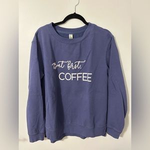 Blue “but first coffee” crewneck size medium